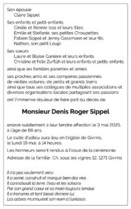Avis décès Denis SIPPEL 1956 - 2025