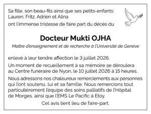 Avis décès Mukti OJHA 1938 - 2026