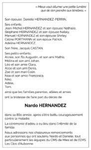 Avis décès Nardo HERNANDEZ 1937 - 2026