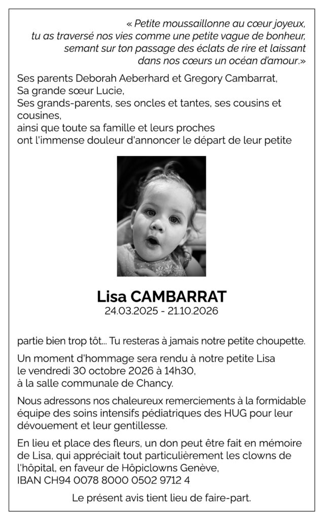 Avis décès Lisa CAMBARRAT 2025 - 2026
